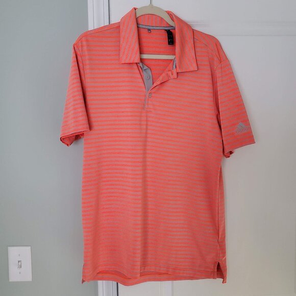 Adidas Ultimate 2.0 2-color stripe polo in Hi-Res Coral, Gray - Picture 1 of 6